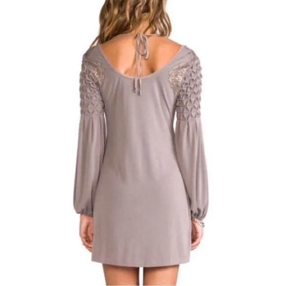 Free People Jessies Mini Dress Lace Long Sleeve Bohemian Brown Size XS - Picture 2 of 11